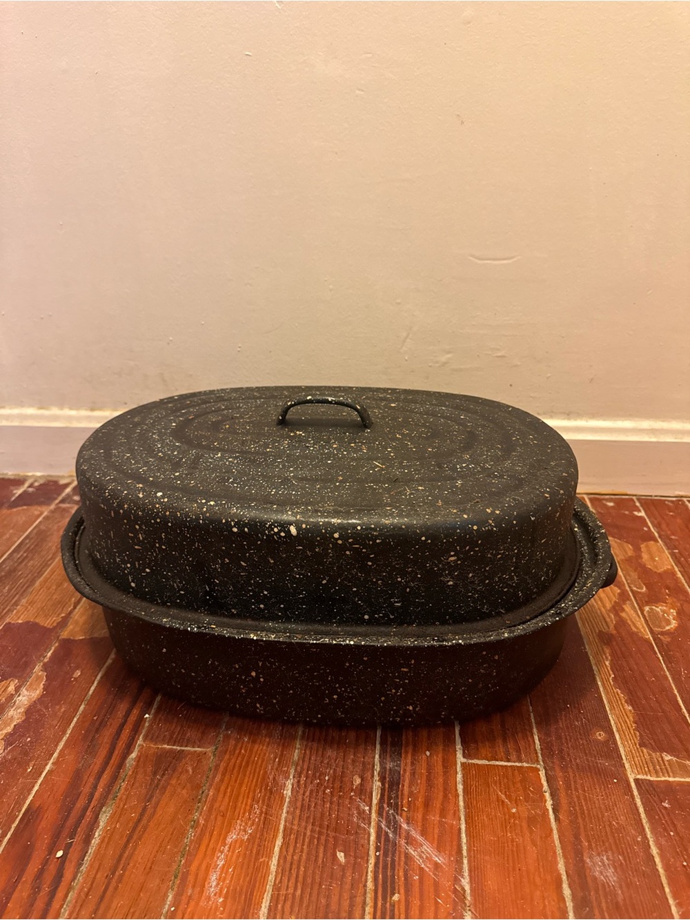 Speckled Black Turkey Roaster with Lid - Classic Oven-to-Table Roasting Pan